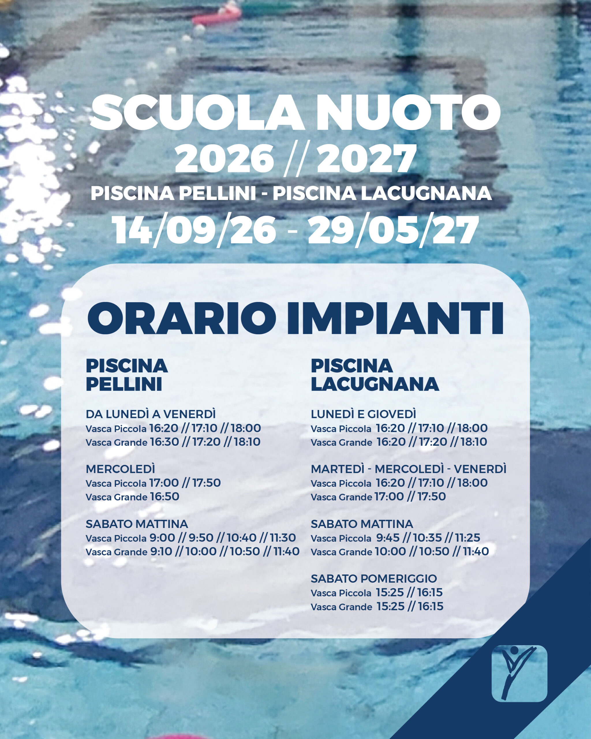 Orari Scuola Nuoto 2026 2027 Piscina Pellini e Lacugnana